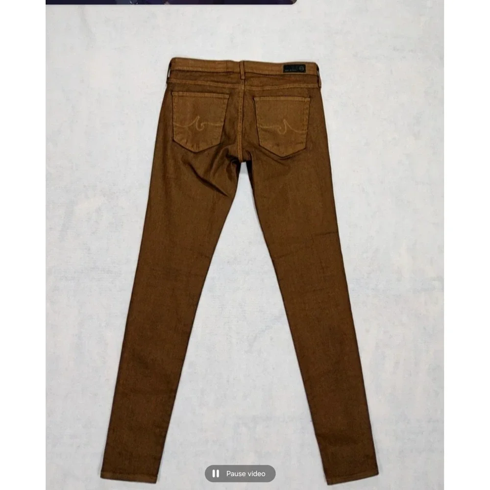 AG Adriano Goldschmied The Absolute Womans Sz 28 Extra‎ Skinny Wax Coated Brown - Picture 3 of 5